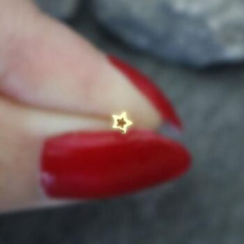 925 Italian silver (রূপা)Hollow star Nosepin-L shape (Gold Plated)