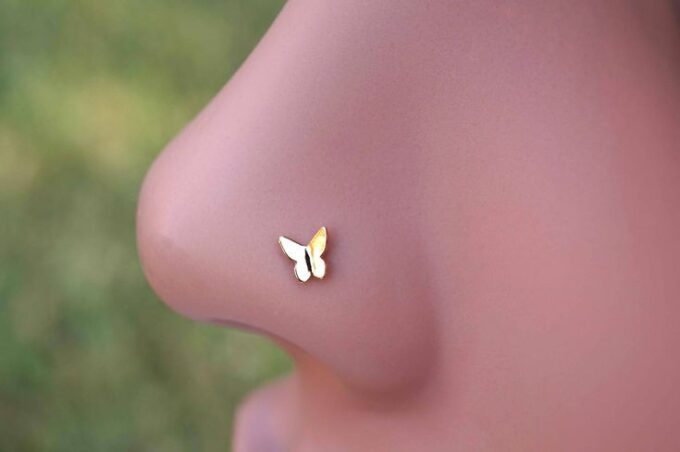 925 Italian silver (রূপা) Butterfly Nosepin-L shape