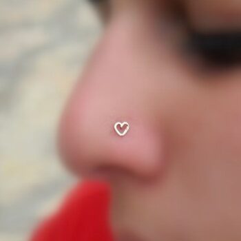 925 Italian silver (রূপা) Hollow Heart+ Nosepin-L shape