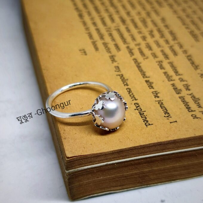 925 Italian Silver Pearl Crown Round Ring