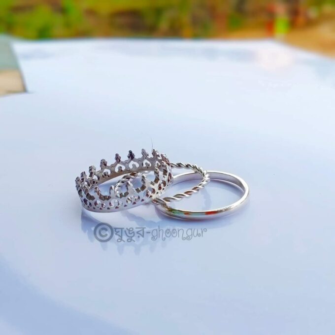 925 Sterling Silver 3 pcs Crown Set Ring