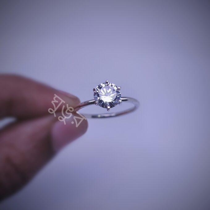 925 sterling silver Solitaire Round Bend Ring