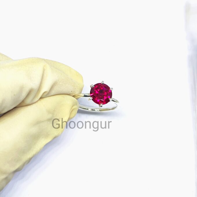 925 sterling silver Solitaire Rubi Round Bend Ring