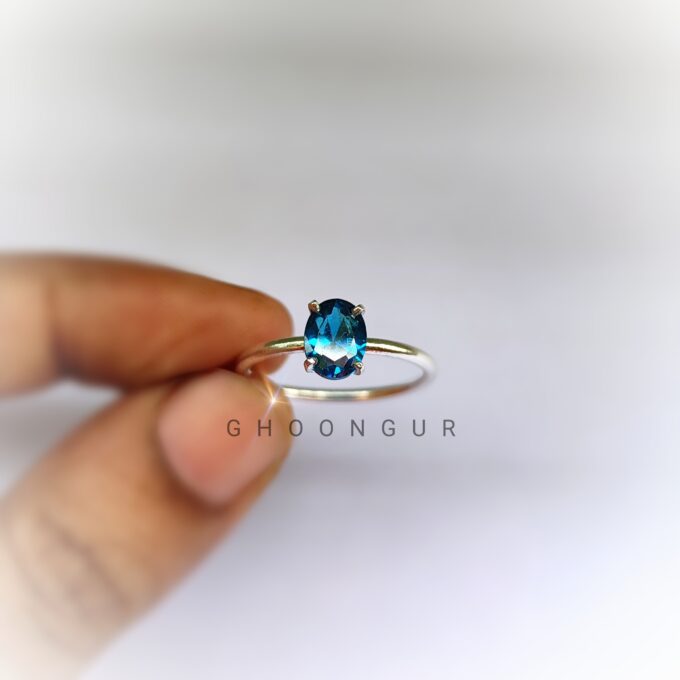 925 sterling silver Tiny Oval Aquamarine Ring