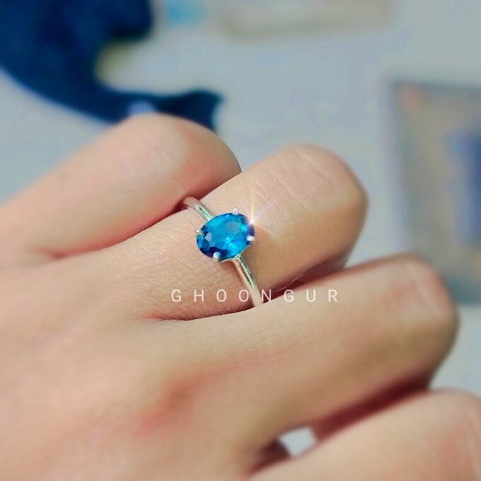 925 sterling silver Tiny Oval Aquamarine Ring