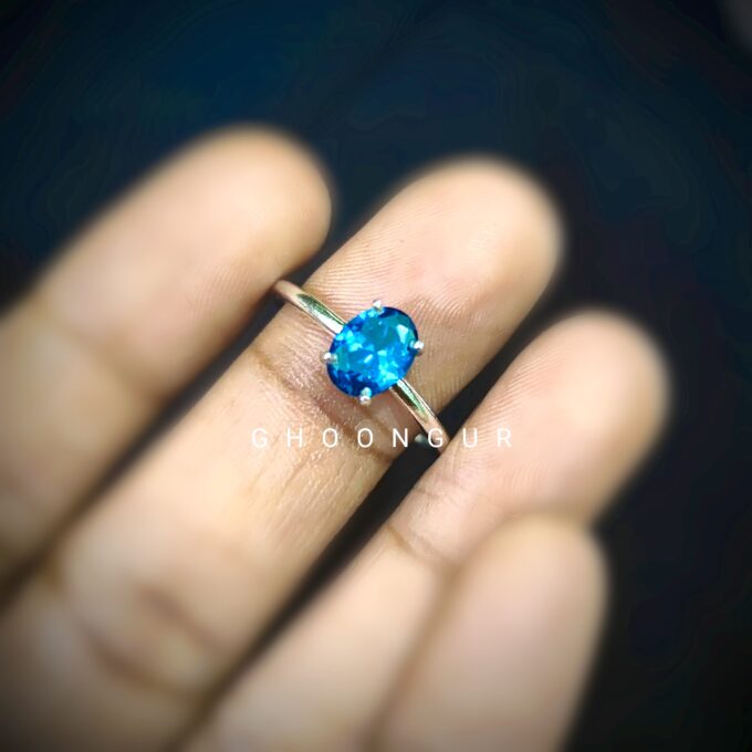 925 sterling silver Tiny Oval Aquamarine Ring