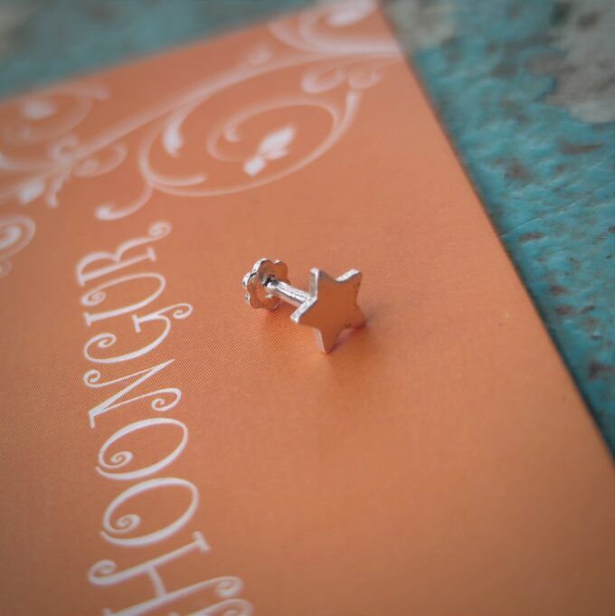 925 Sterling Silver Star Nosepin-(Pipe-push)