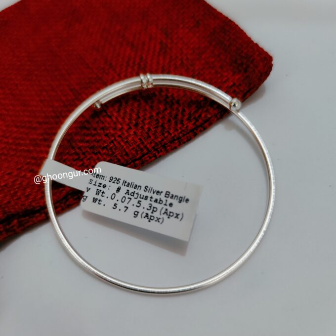 925 Sterling Silver Solid Bangle-Adjustable